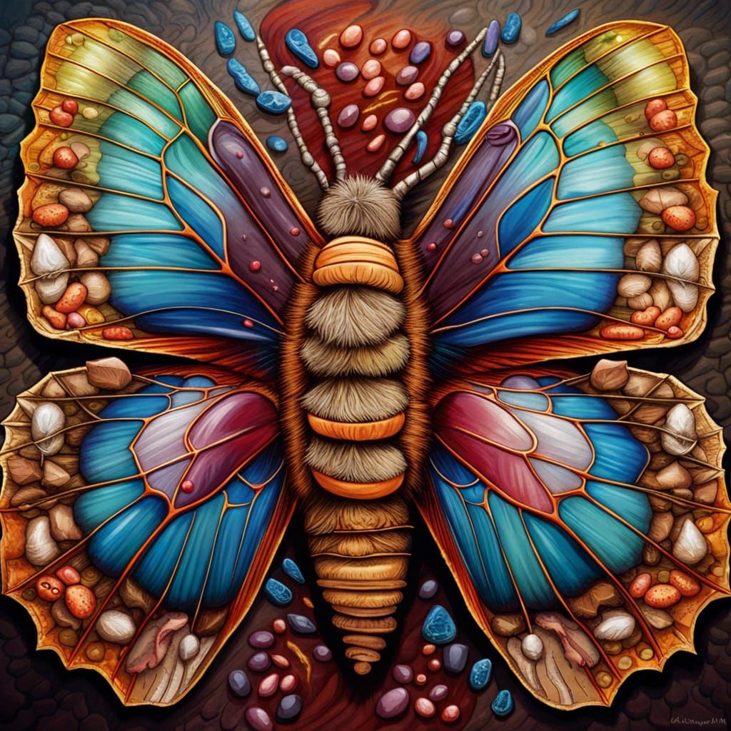 Surreal Butterfly Composed of Organs and Feathers
