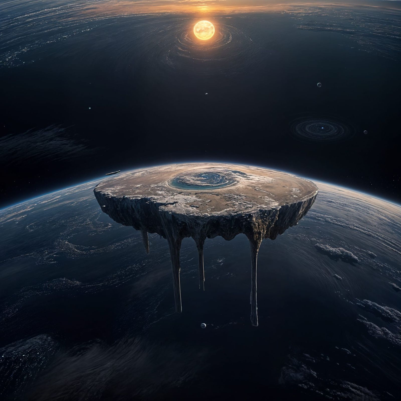 Surreal Hyperrealistic Flat Earthscape with America in Freef...