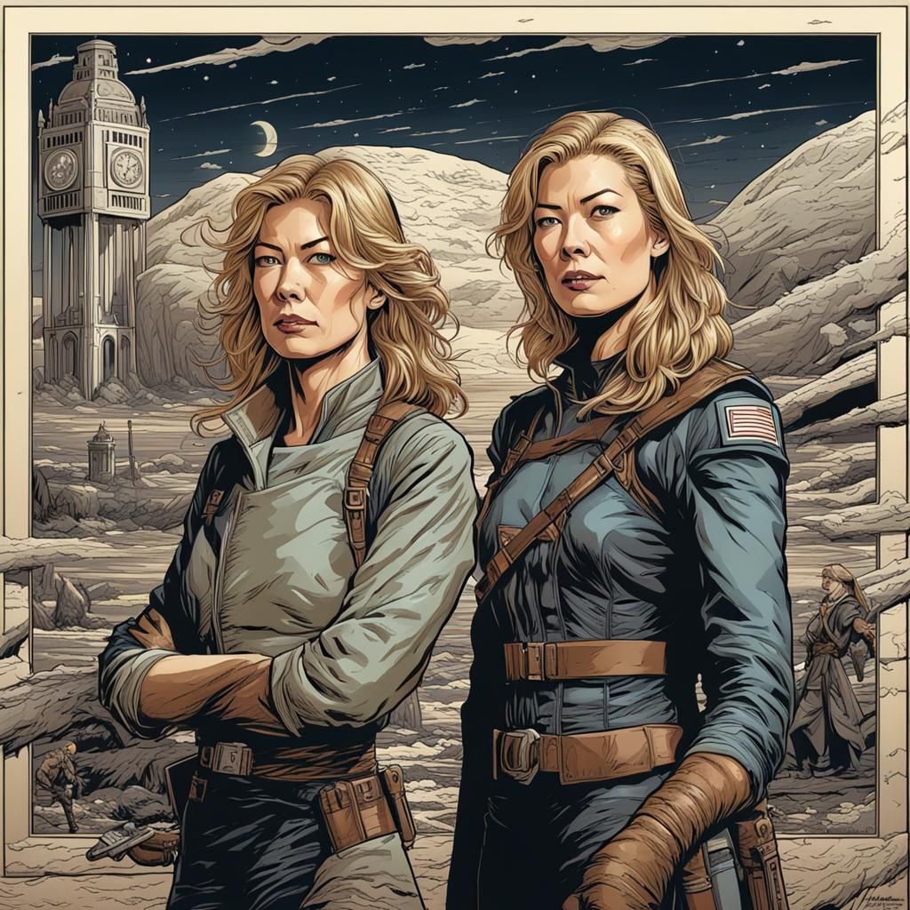 Connie Nielsen and Rosamund Pike: Comic Book Art