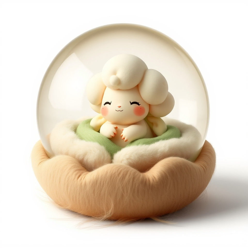 Whimsical Cloud Creature in Crystal Ball, Digital Art