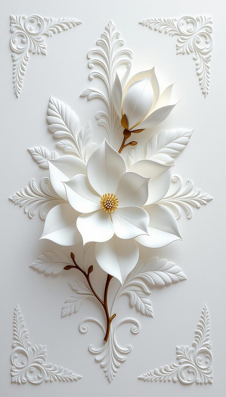 Abstract White Magnolia Floral Art