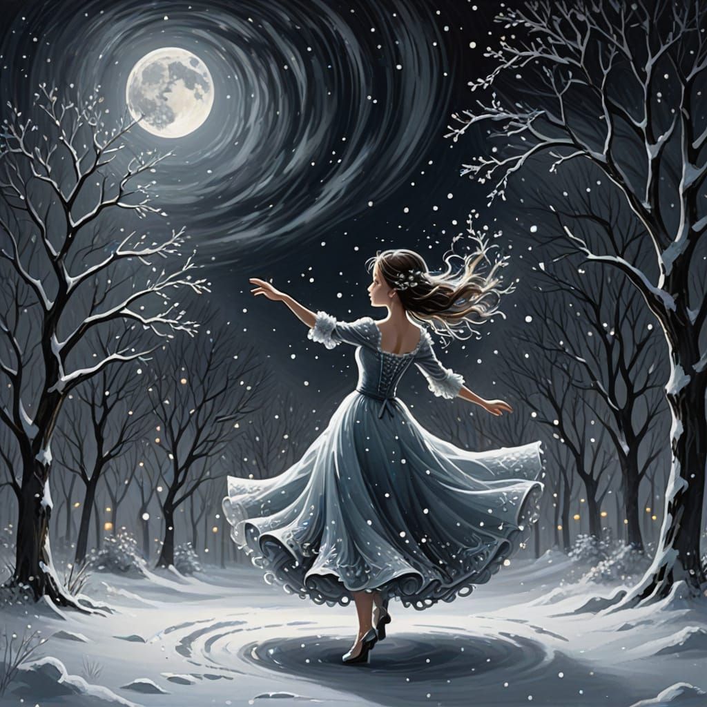 Magical Winter Snow Dance in Moonlight