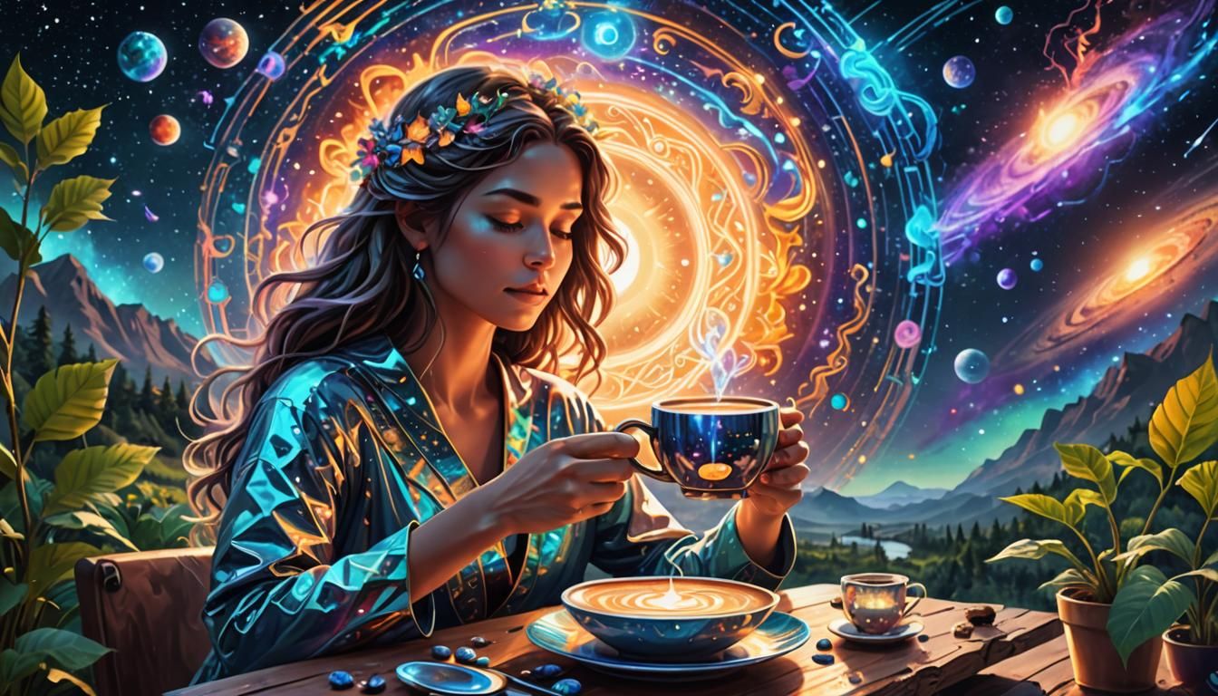 Serene Yoga Poses in Nature: Astral Illustration