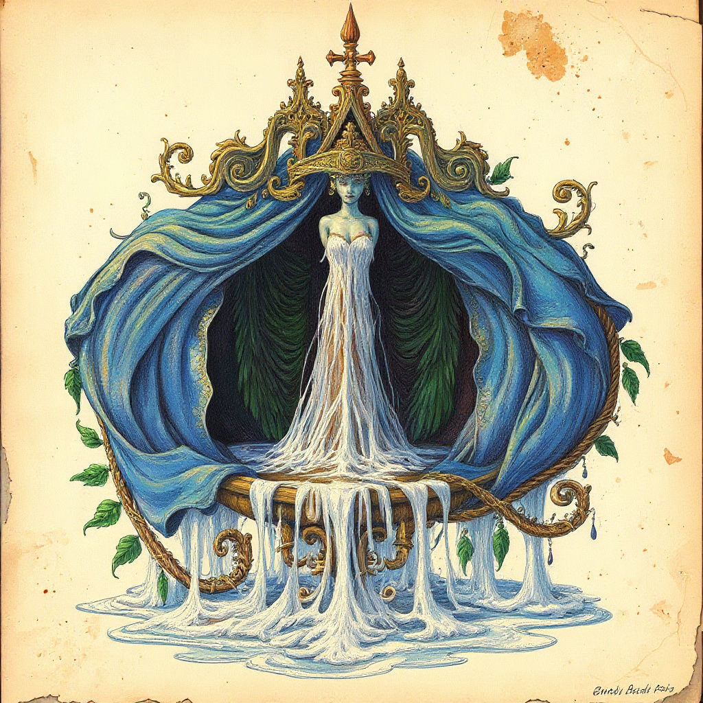 Ornate Fountain of Youth Graphite Sketch