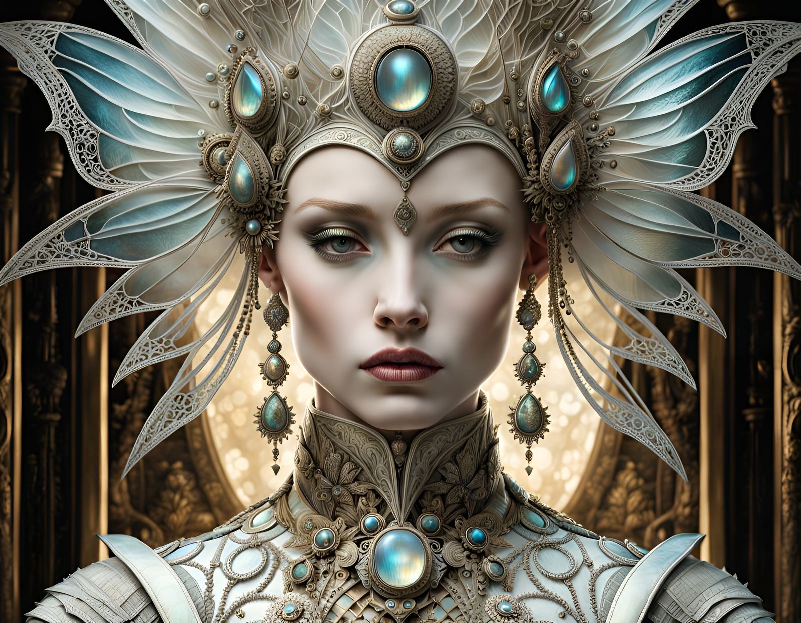 Ethereal Princess in Iridescent Glass Lace Armor