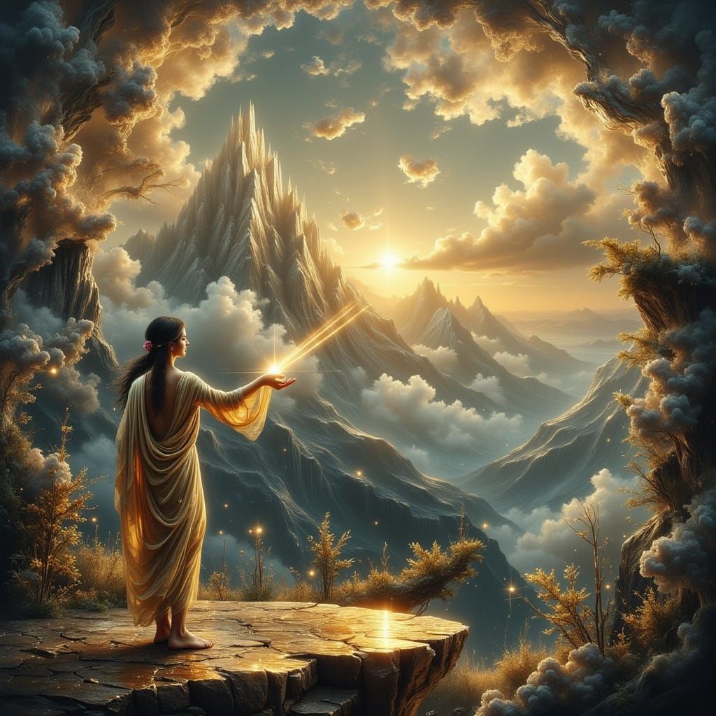 Ethereal Creator Measures Mountain Boundaries in Magical Por...