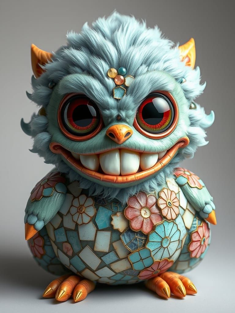 Chubby Snugglethorn Creature in Vintage Disney Style