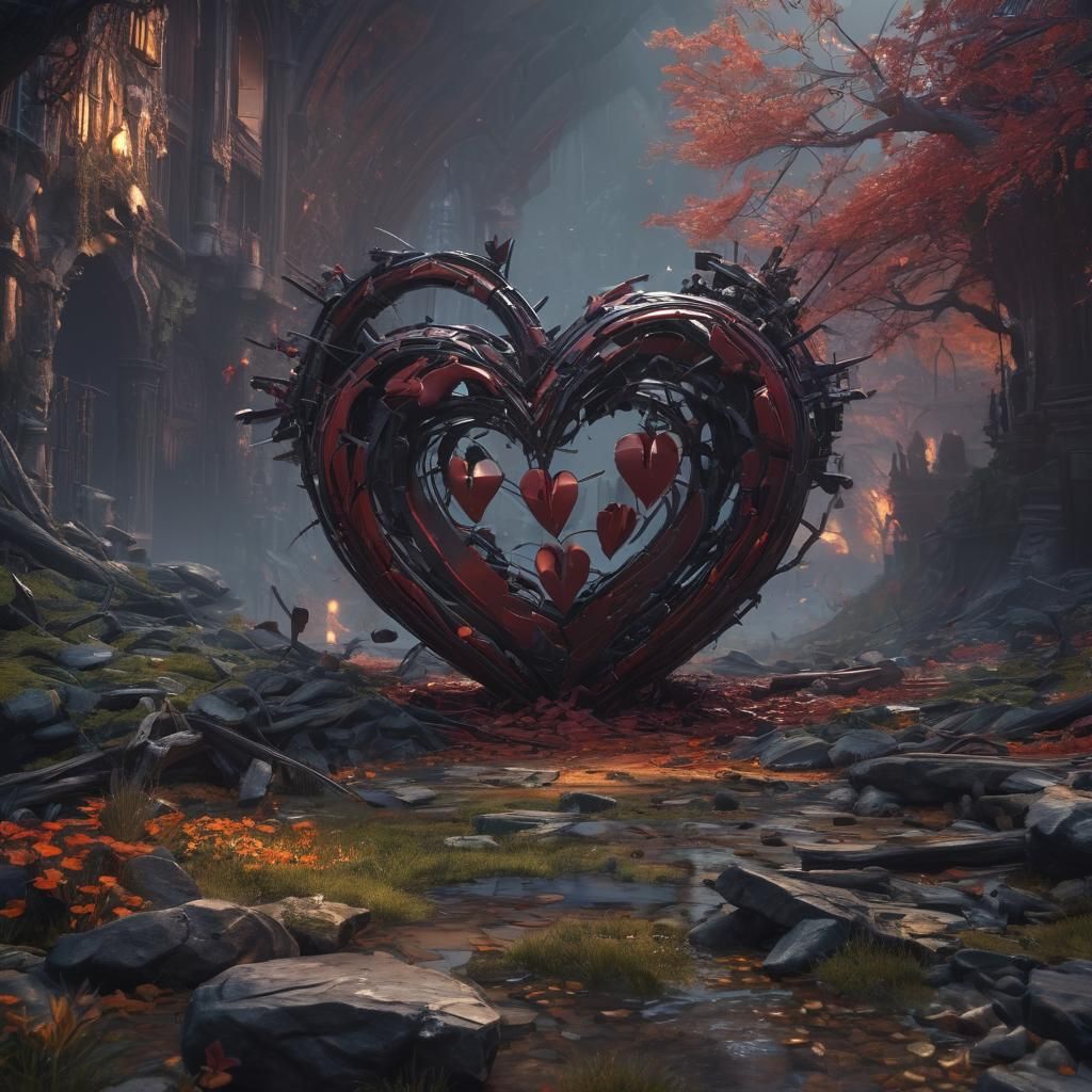 Broken Heart: Detailed Matte Painting in Deep Color