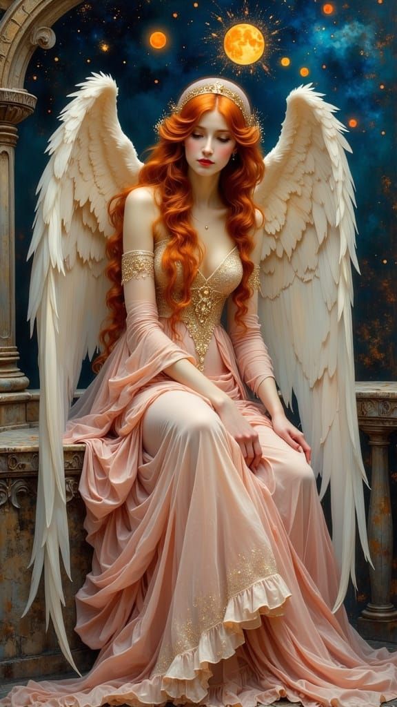 Ethereal Whispers in Art Nouveau Oil Painting