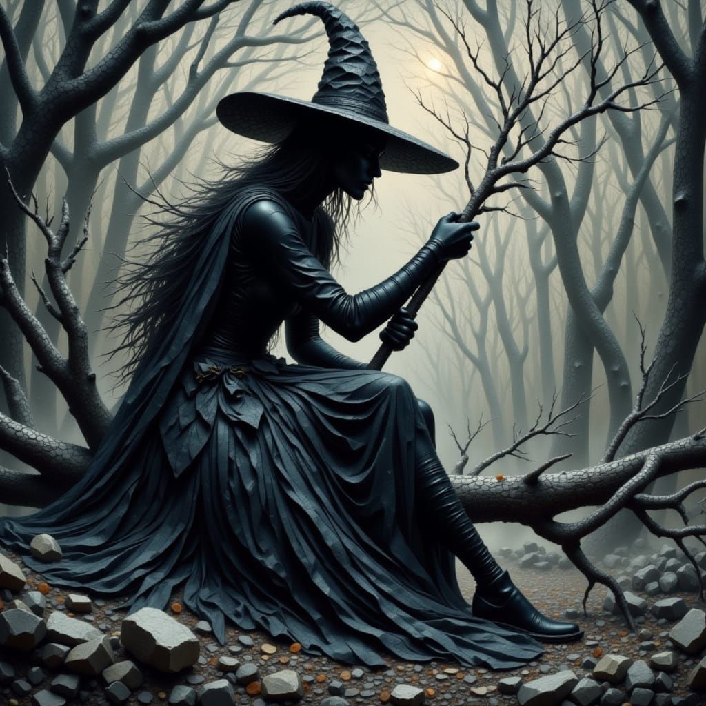 Geometric Abstraction Witch in Vibrant Sunshine Colors