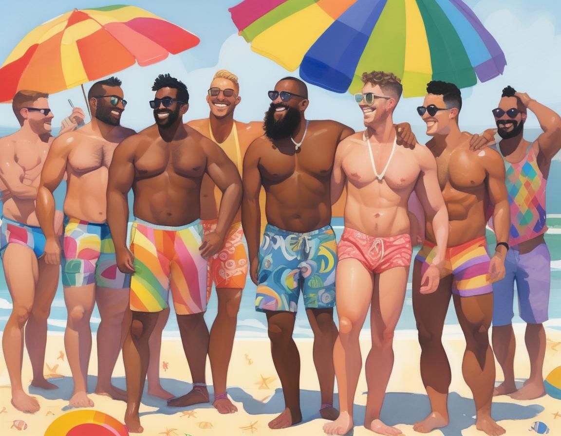 Gay Pride Beach Party: Gouache Plein Air Painting