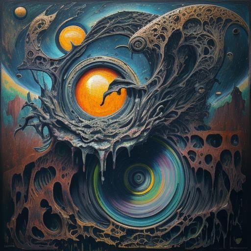 Surreal Impasto Oil Painting with Celtic Motifs