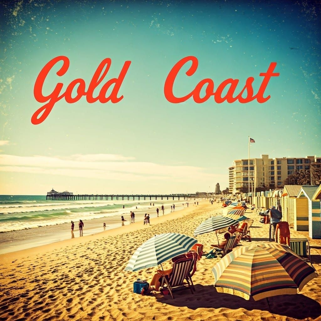 Vintage Australian Beach Resort in Pop Art Style