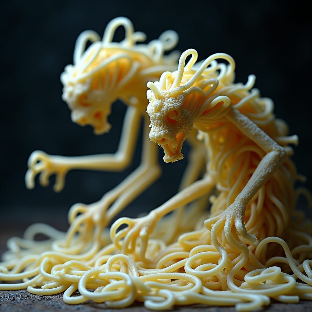 Pasta Monsters Emerge in Gothic Romantic Style