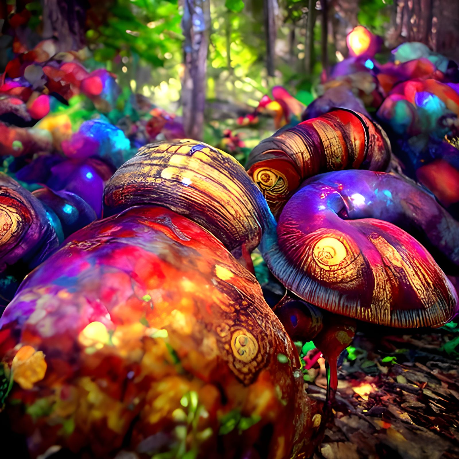 Psychedelic Snail Shell Forest in CryEngine Style