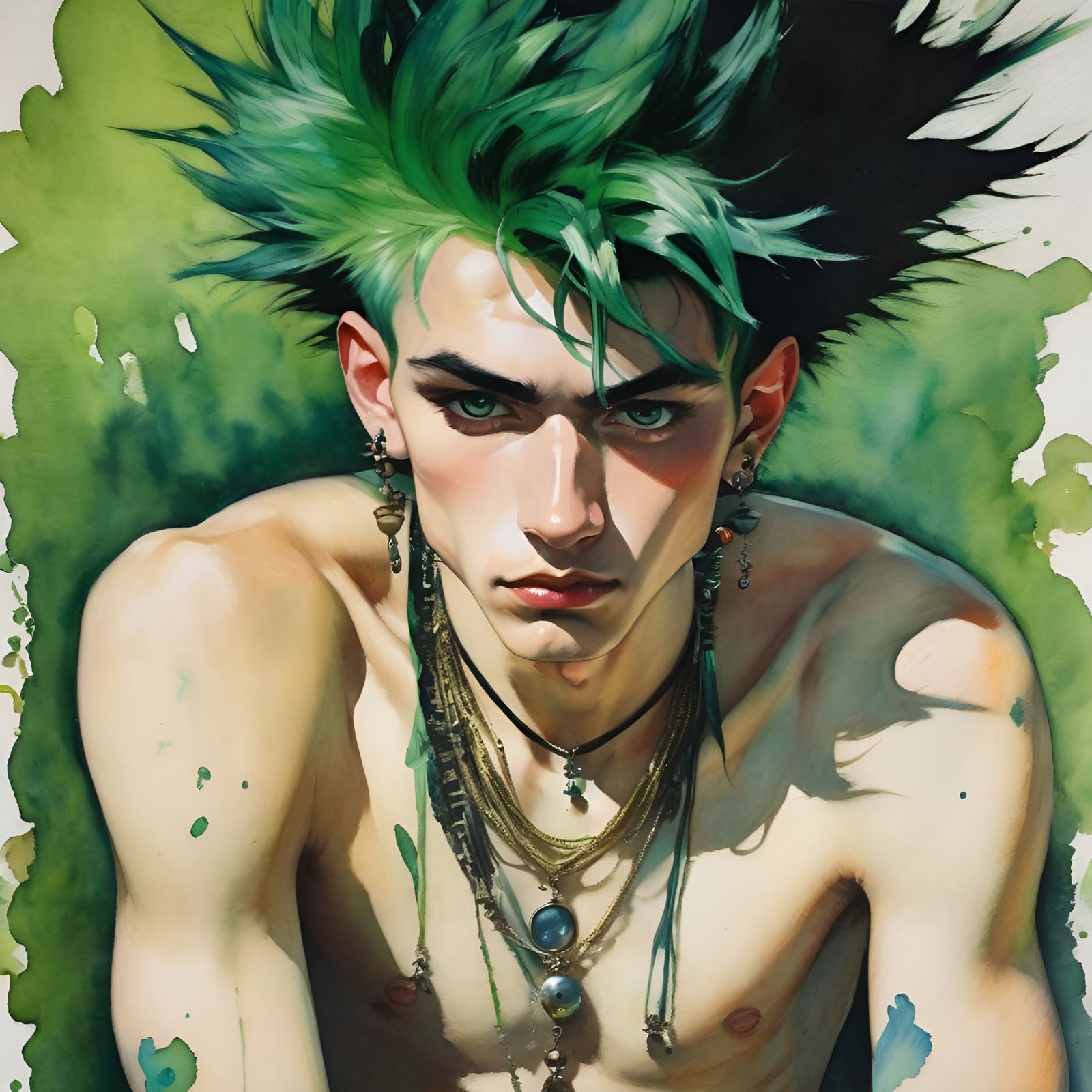 Guy with green dyed hair
