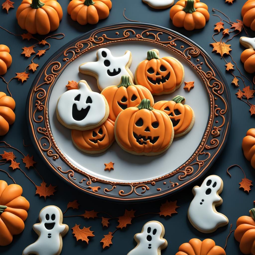 Festive Halloween Cookies: Detailed Matte Painting