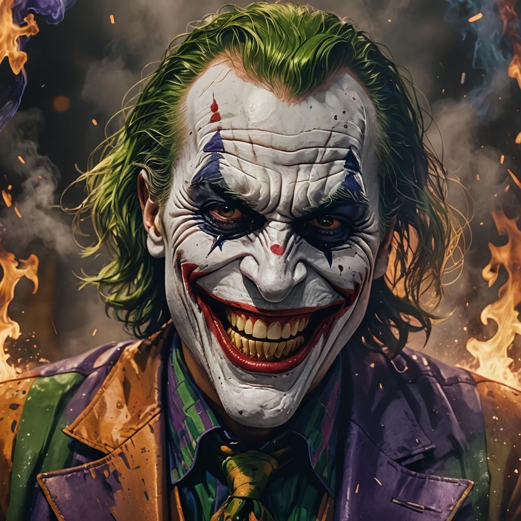 The Joker Laughing: Hyper-Realistic Cinematic Portrait