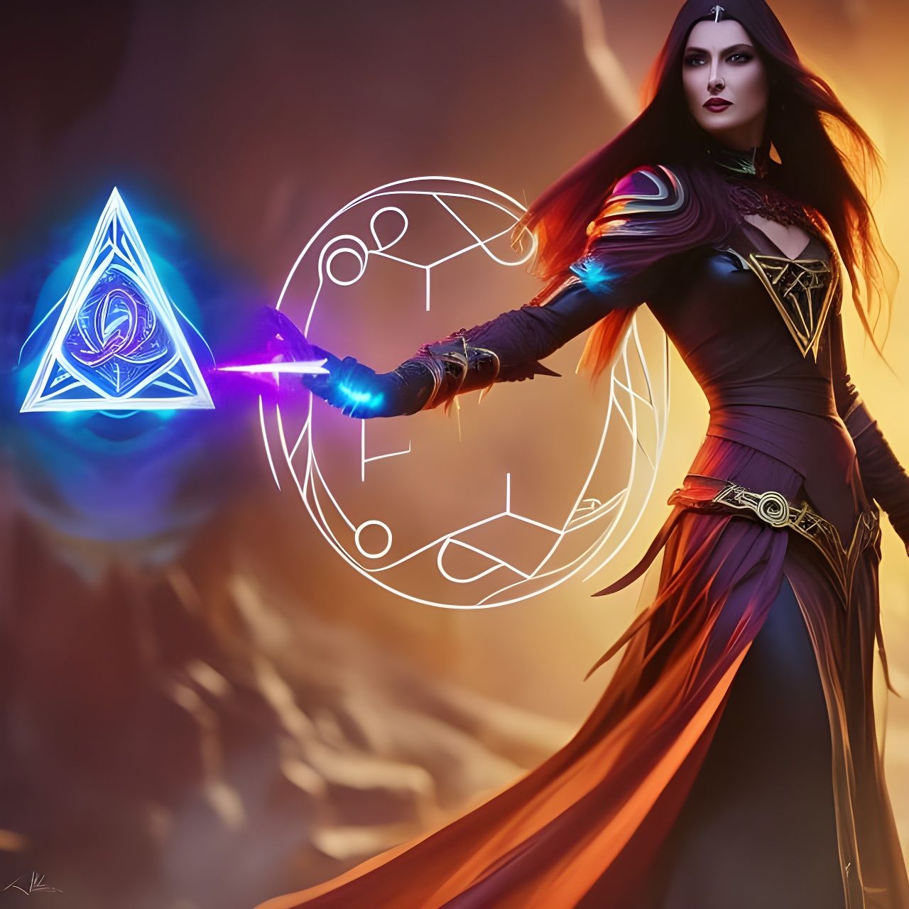 Dark Mage Casting Spell in Fantasy Art Style