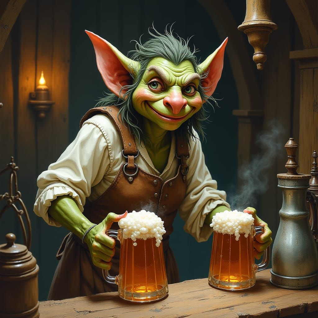 Goblin Tavern Scene in Fantasy Illustration Style