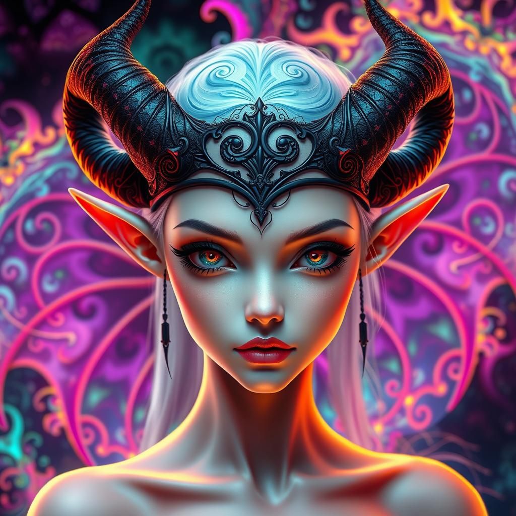 Ethereal Demon with Crown in Fractal Expressionism