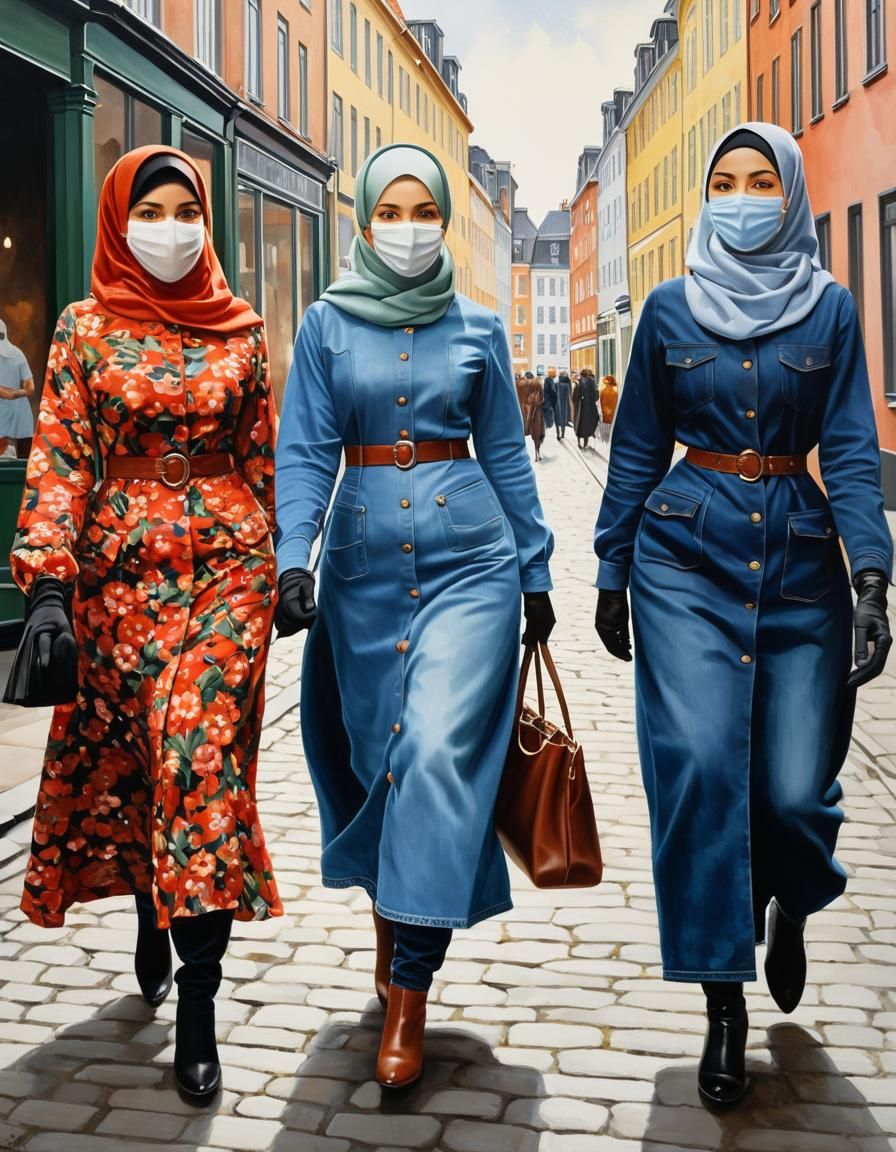 Vibrant Portrait of Danish Women in Hijabs