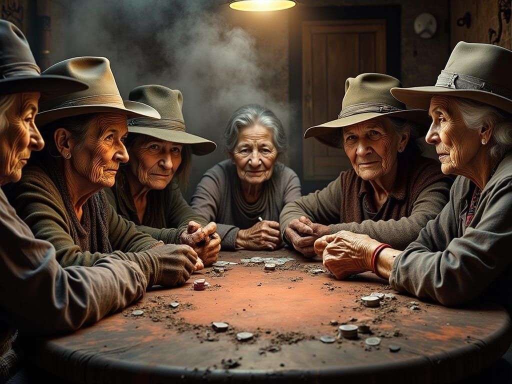 Grumpy Old Ladies Play Poker in Old West Saloon