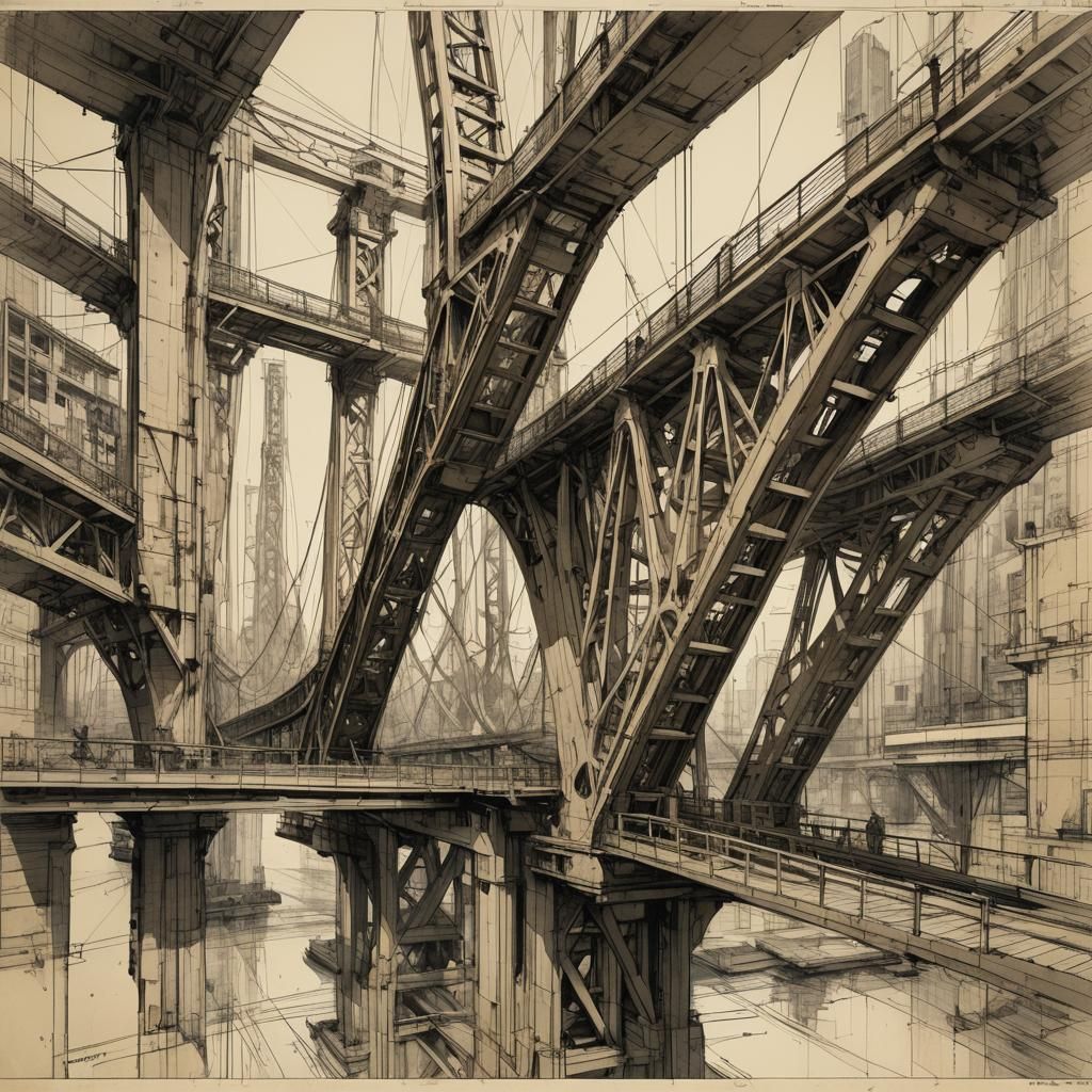 Bridge Patent Drawing in Atelier Olschinsky Style