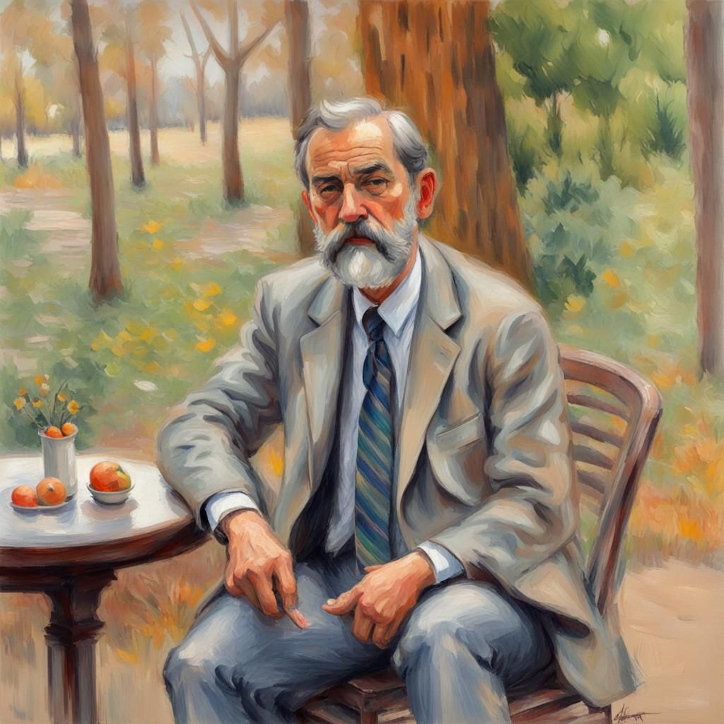 Kind Man in Impressionistic Drawing Style