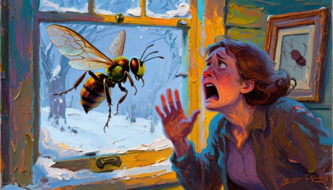 Urgent Plea: Bug Against Window in Expressive Oil Painting