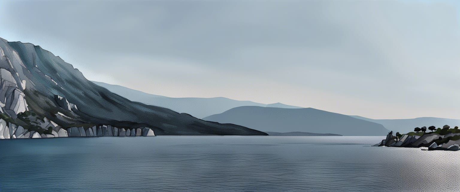 Impressionist Croatian Coast Watercolor Painting