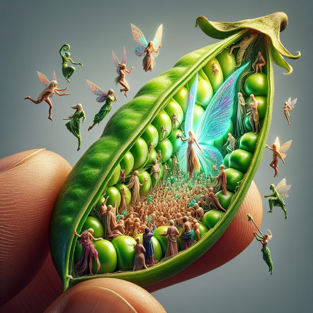 Futuristic Fairy Society Inside a Pea Pod: Macro Photography