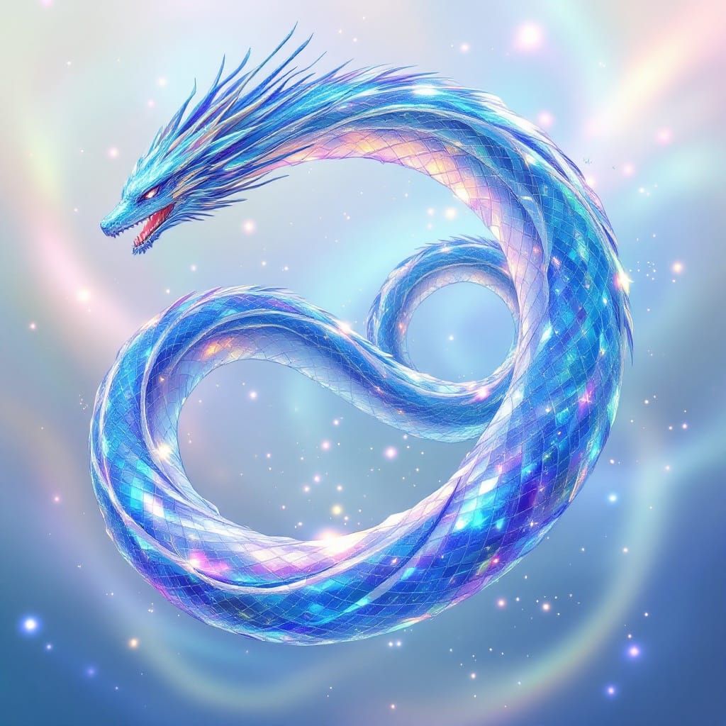 Iridescent Pokémon Water Dragon in Digital Art Style