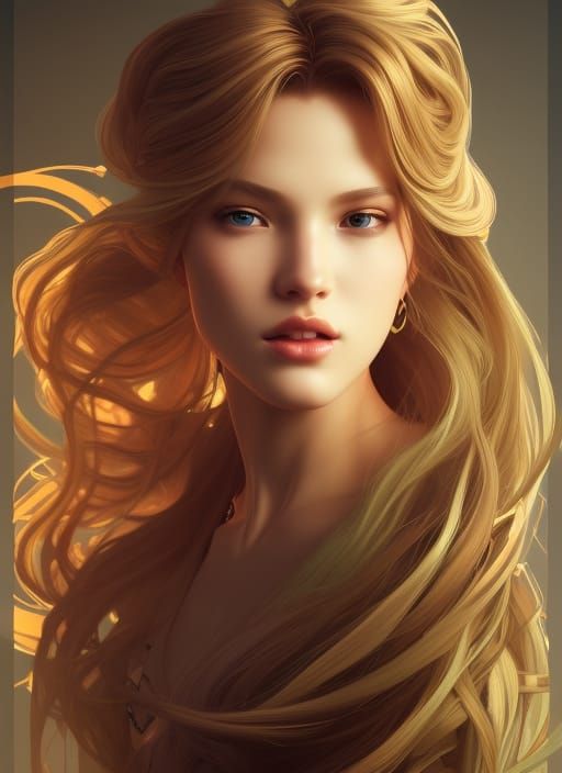 Elegant Portrait in Art Nouveau Style, 8K