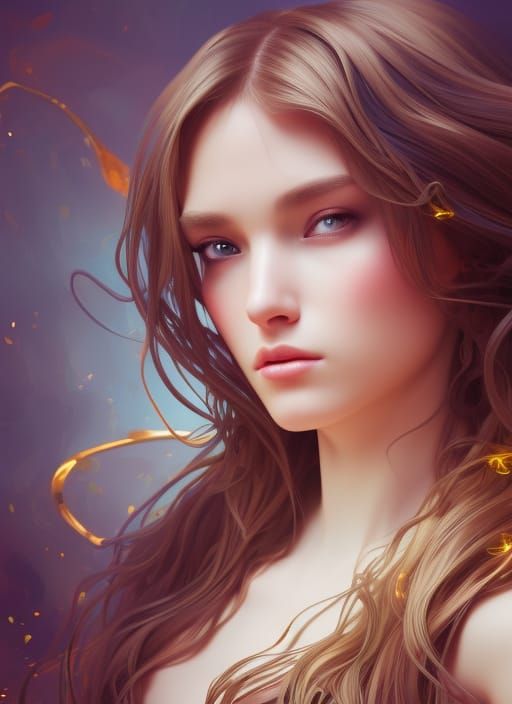 Beautiful Woman in Gown, Art Nouveau Portrait