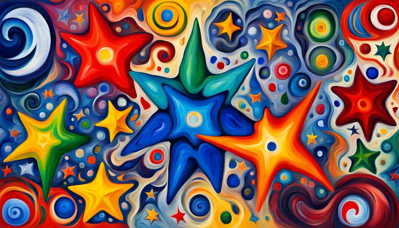 Vivid Celestial Stars in Abstract Impasto Painting