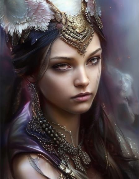 Spoiled Girl's Tantrum: Hyperrealistic Ornate Portrait