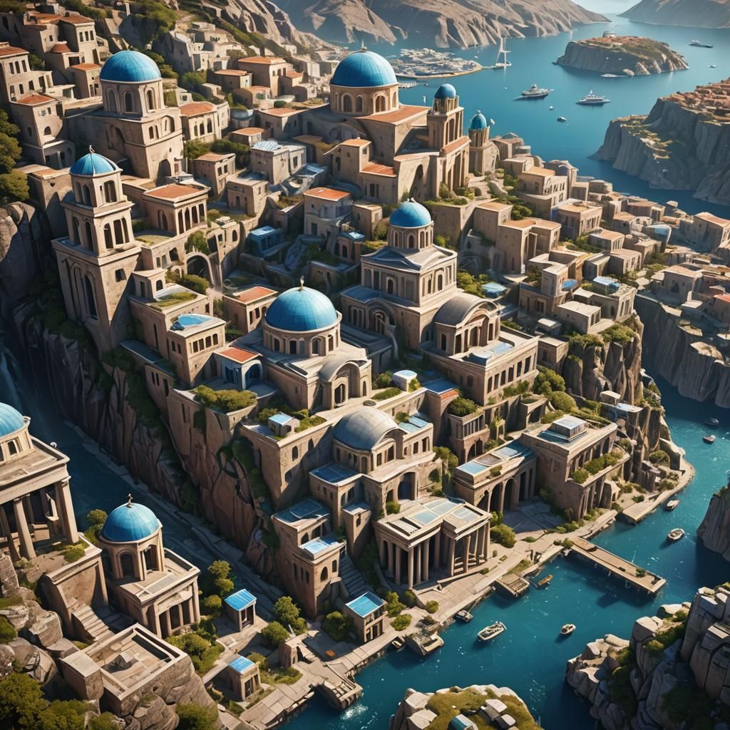 Futuristic Grecian Utopia: A Fusion of Space and Tech