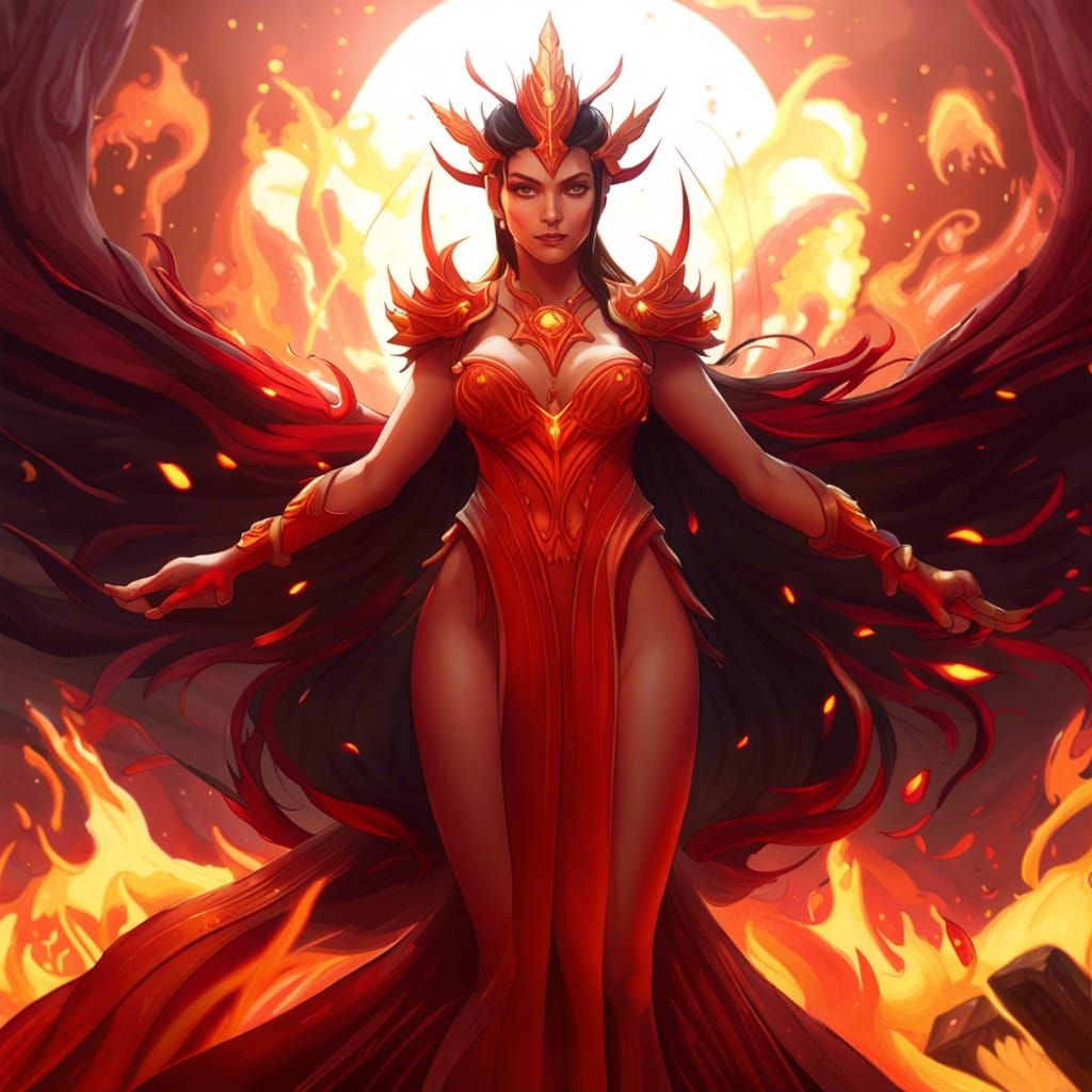 Detailed Fire Empress Concept Art in 8K