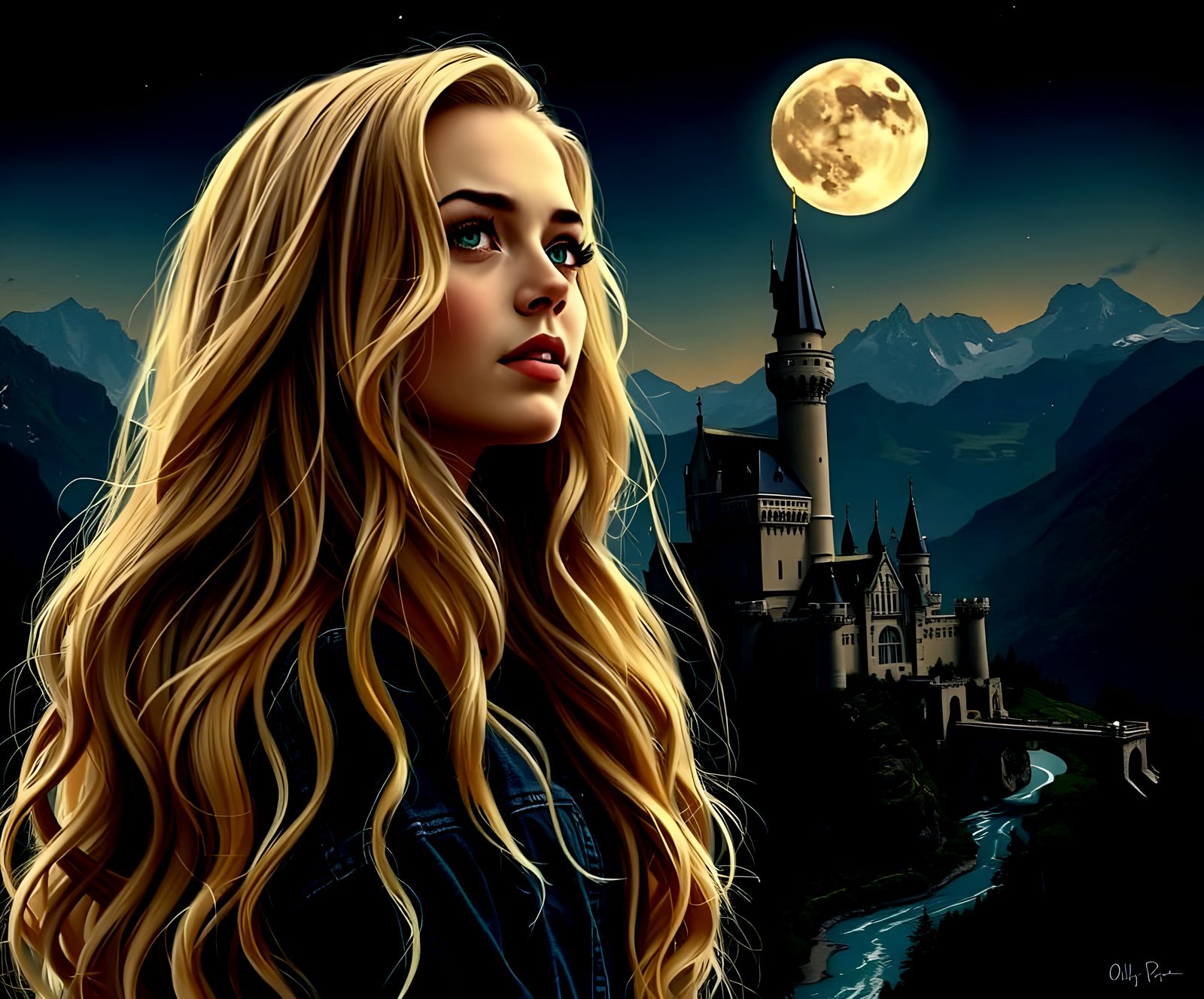 Sister of the Moon Goddess in a Majestic Mountain Castle