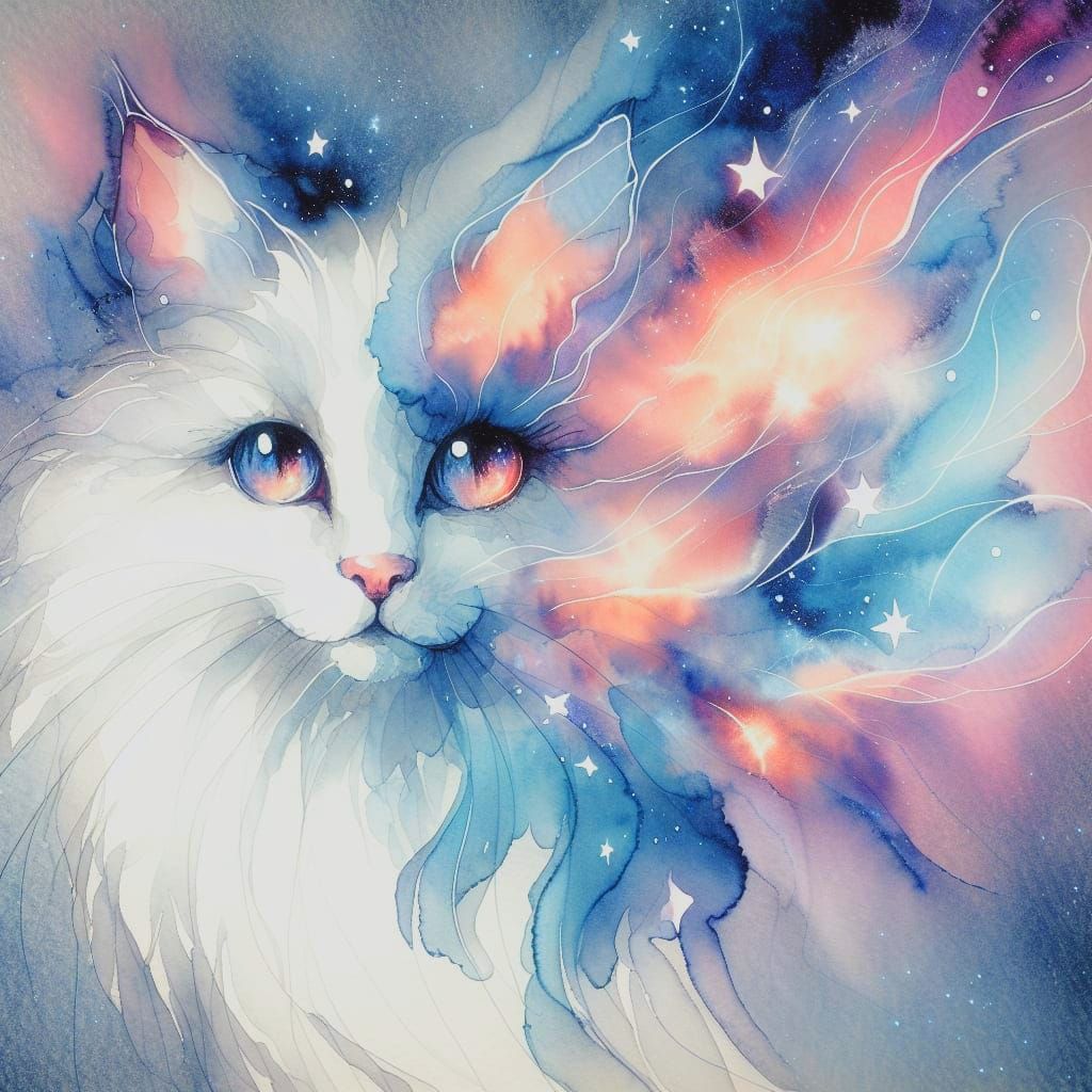 Ghostly Feline in Cosmic Star Field