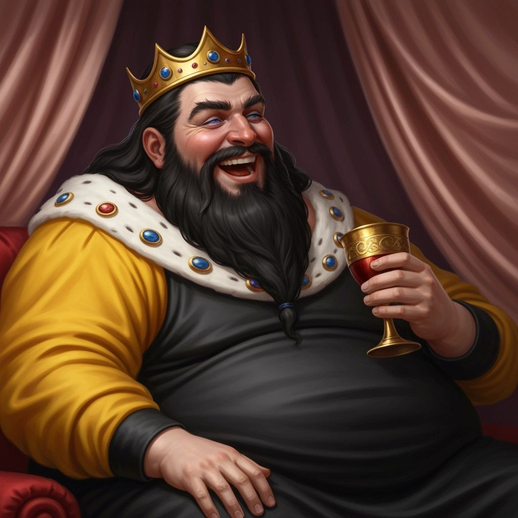 Drunk Medieval King Laughing in Tent