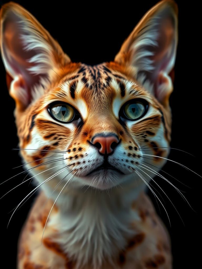 Regal Caracal Portrait in Ethereal Black