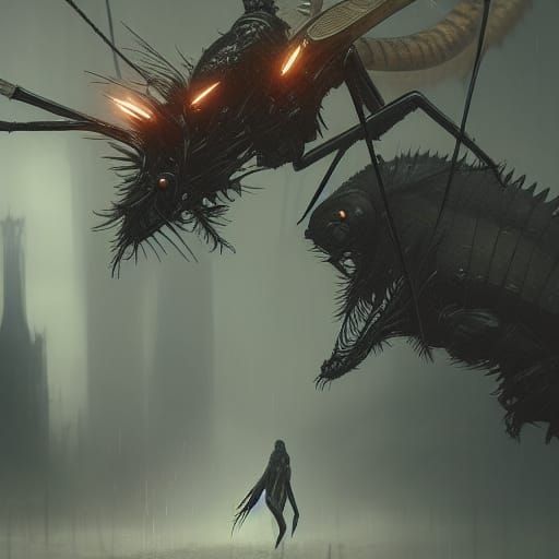 Dark Fantasy Masterpiece in Style of Alphonse Mucha