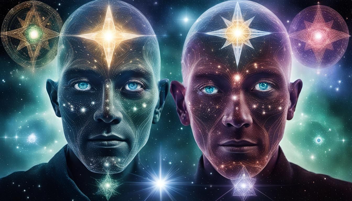 Star Lightbeings Teleportation: A Double Exposure Vision