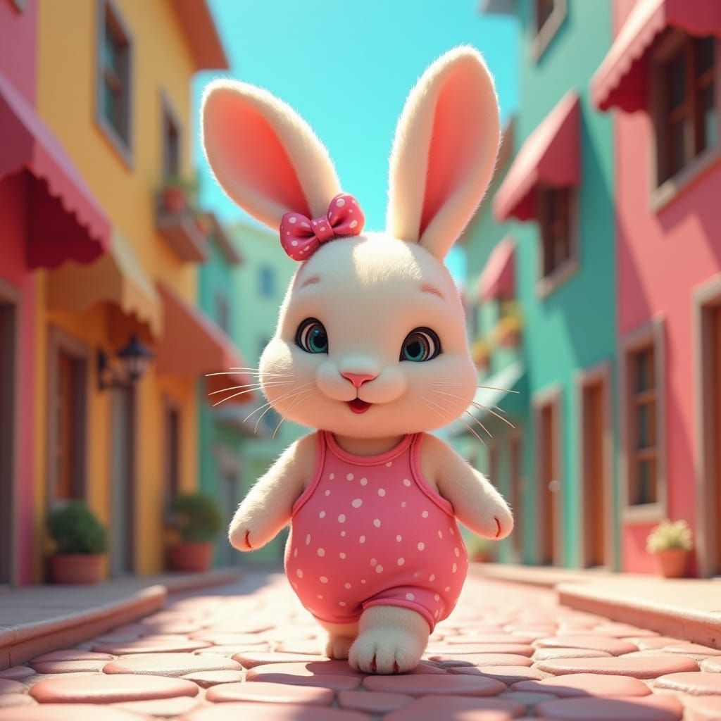 Rabbit in Bathing Suit: Surreal Fantasy Concept Art