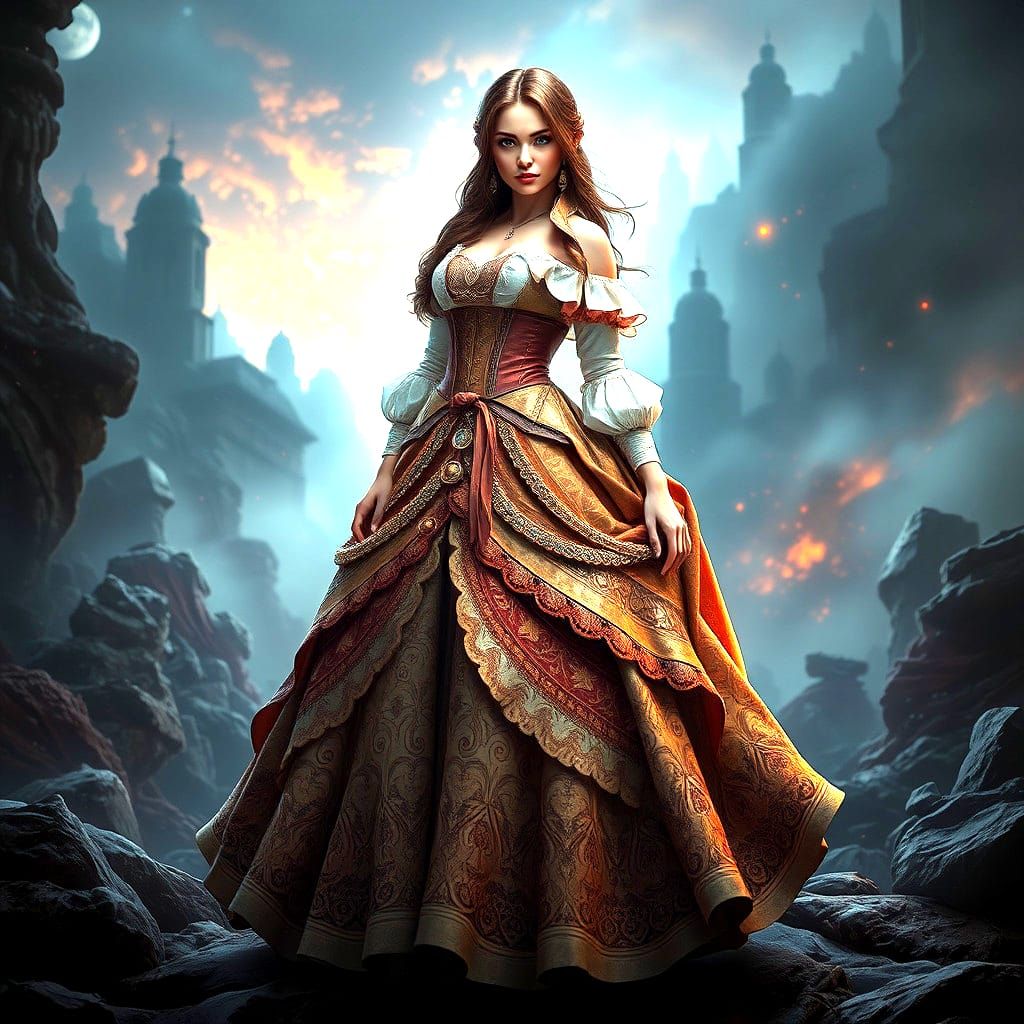 Futuristic 1760s Fashion: Detailed Matte Painting