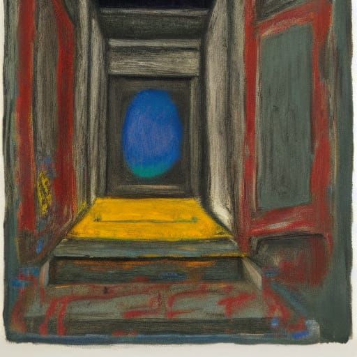 Surreal Cat Door in Deep Space