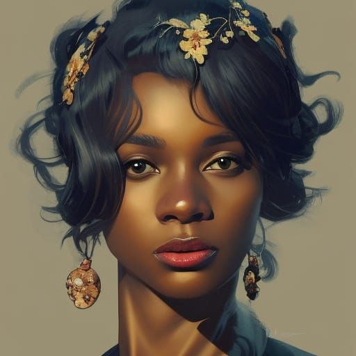 Black Woman Singing Jazz Portrait in Artgerm Style