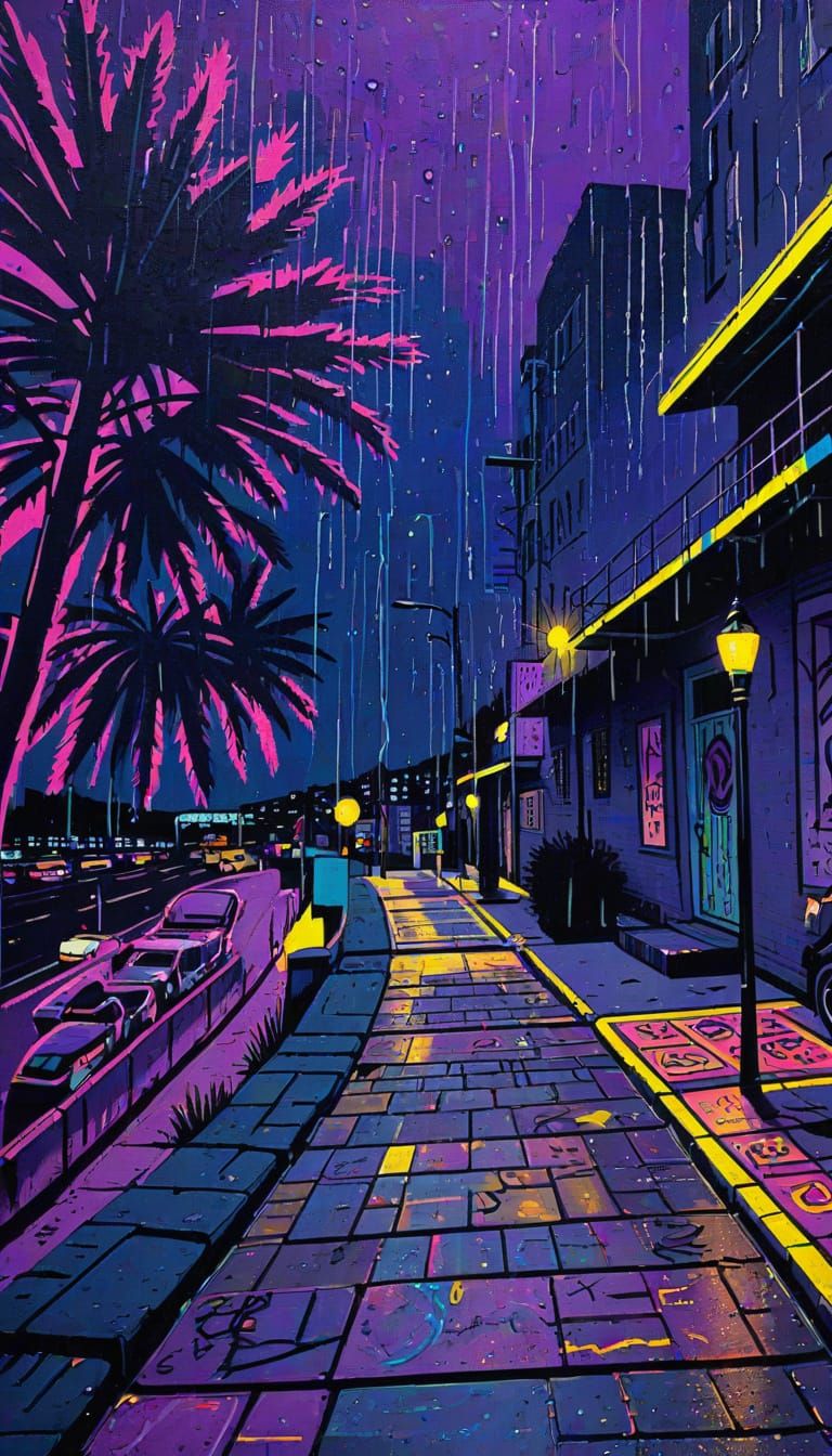 Vibrant Street Art with Glowing Estrelas